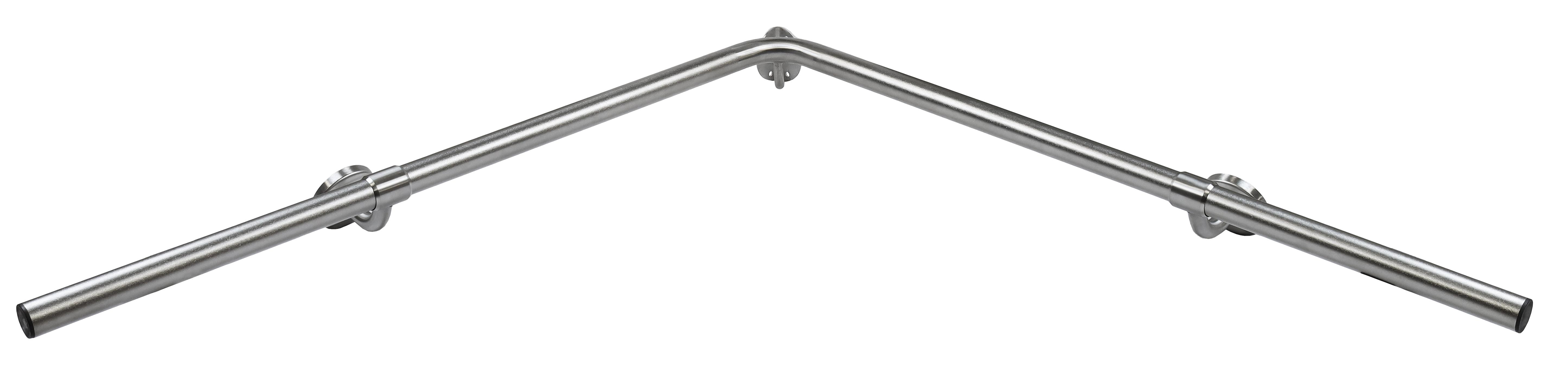 Shower grab rail waist level, Underslung Bracket, 32mm x 1000mm x 1000mm, Concealed Fixing, Brushed Stainless Steel