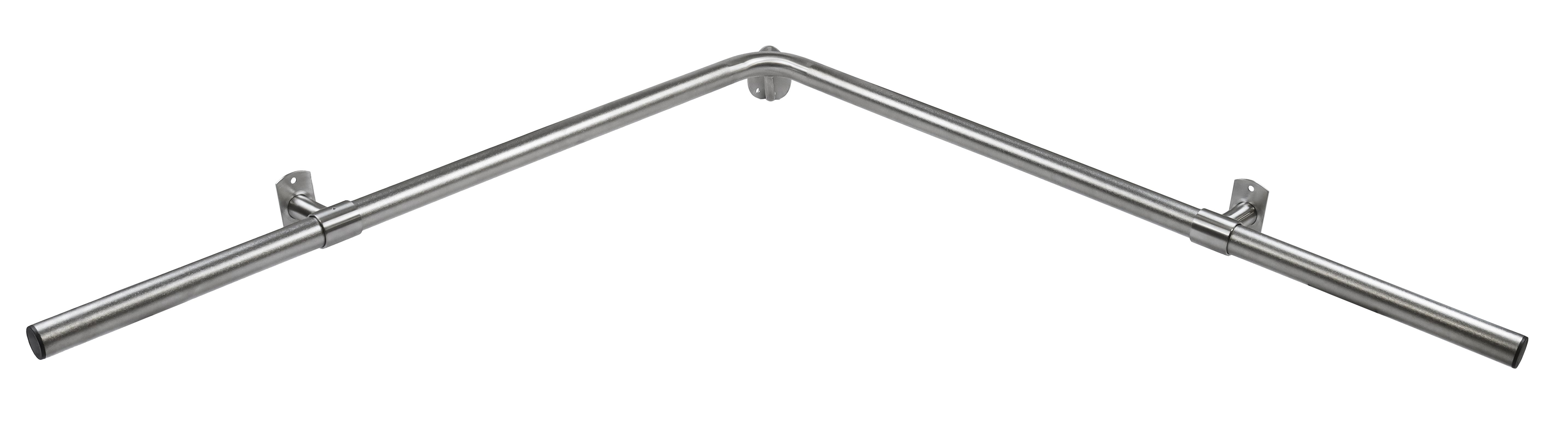 Shower grab rail waist level, Sliding Bracket, 32mm x 1000mm x 1000mm, Exposed Fixing, Brushed Stainless Steel