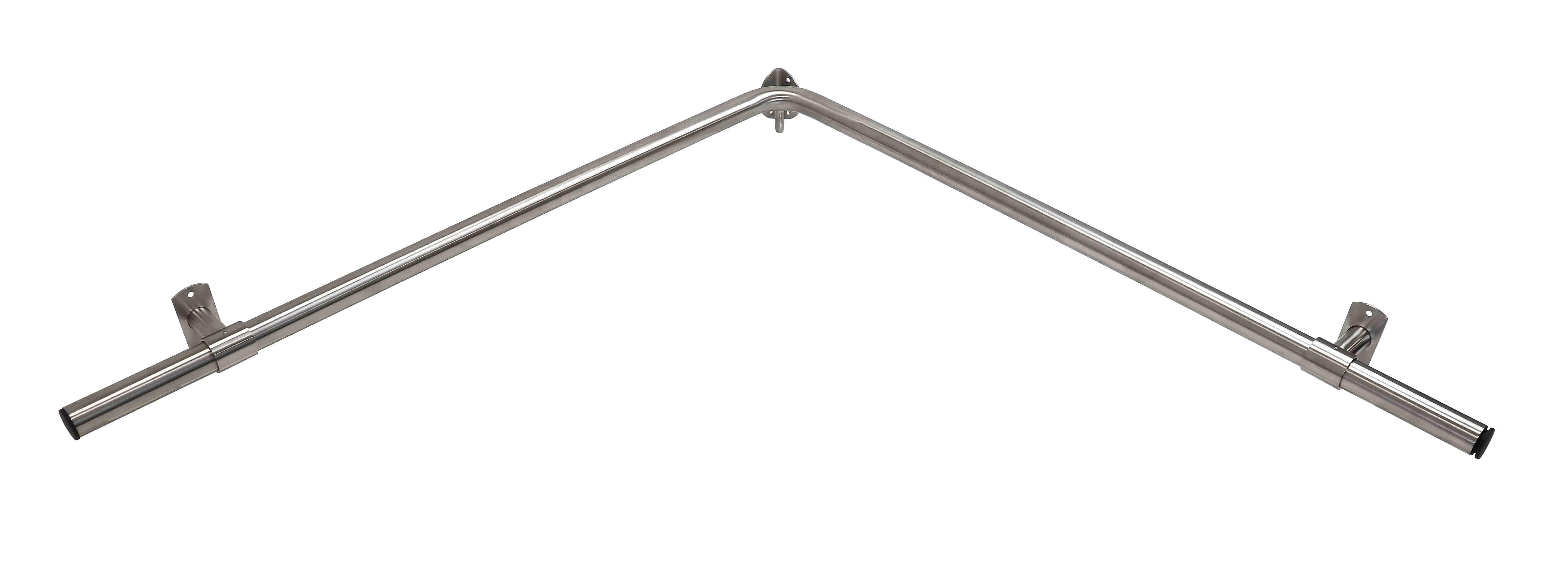 Shower grab rail waist level, Sliding Bracket, 32mm x 1000mm x 1000mm, Exposed Fixing, Brushed Stainless Steel