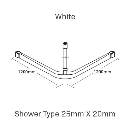 Curtain Track, Shower Type 25mm X 20mm, 1200MMX 1200MM, , White