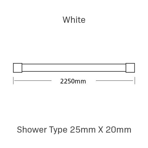Curtain Track, Shower Type 25mm X 20mm, 2250MM, , White