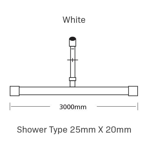 Curtain Track, Shower Type 25mm X 20mm, 3000MM, , White