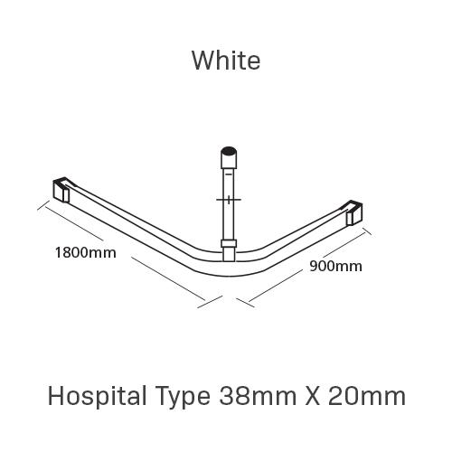Curtain Track, Hospital Type 38mm X 20mm, 1800MM X 900MM, , White