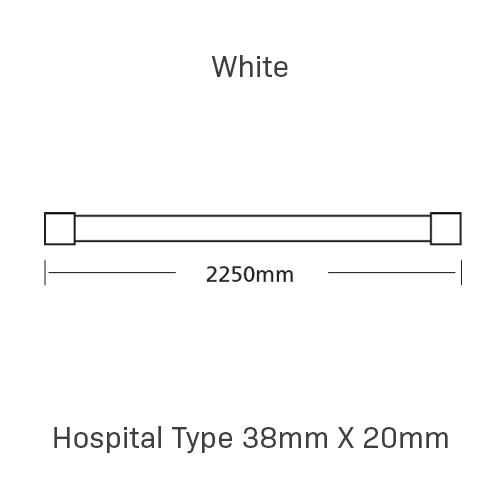 Curtain Track, Hospital Type 38mm X 20mm, 2250MM, , White