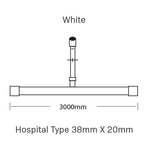 Curtain Track, Hospital Type 38mm X 20mm, 3000MM, , White