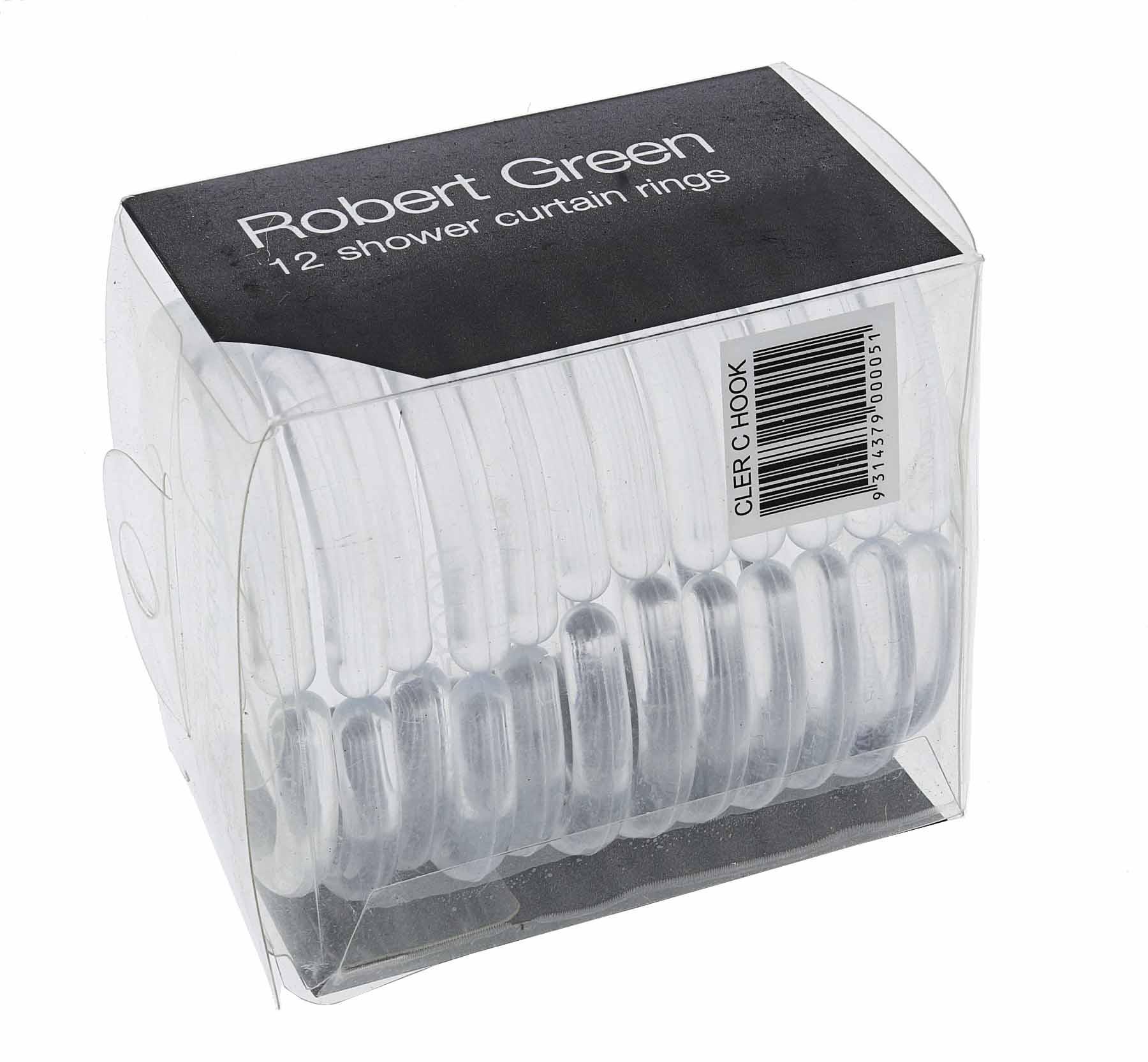 Shower curtain hooks oval shaped clear finish pack of 12