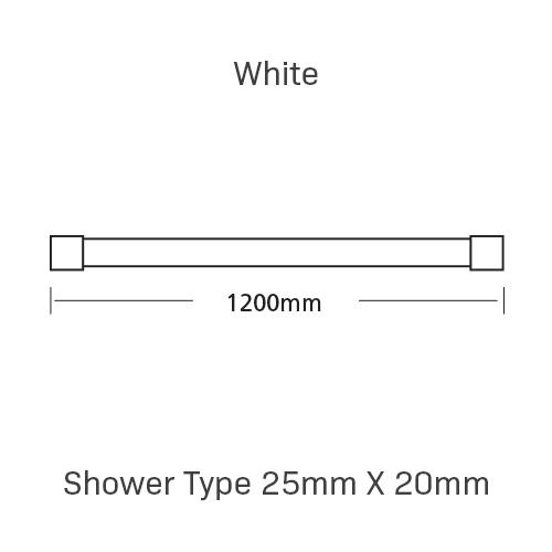 Curtain Track, Shower Type 25mm X 20mm, 1200MM, , White