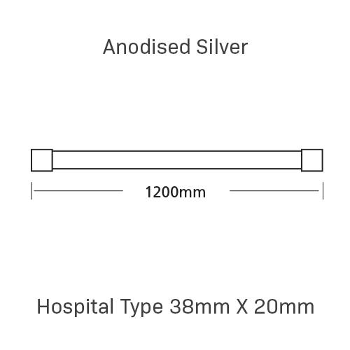 Curtain Track, Hospital Type 38mm X 20mm, 1200MM, , White