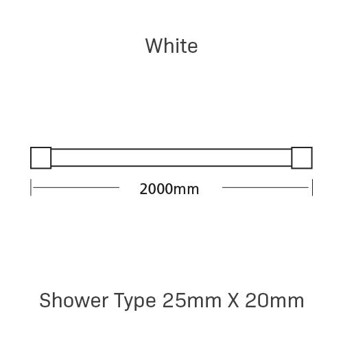 Curtain Track, Shower Type 25mm X 20mm, 2000MM, , White