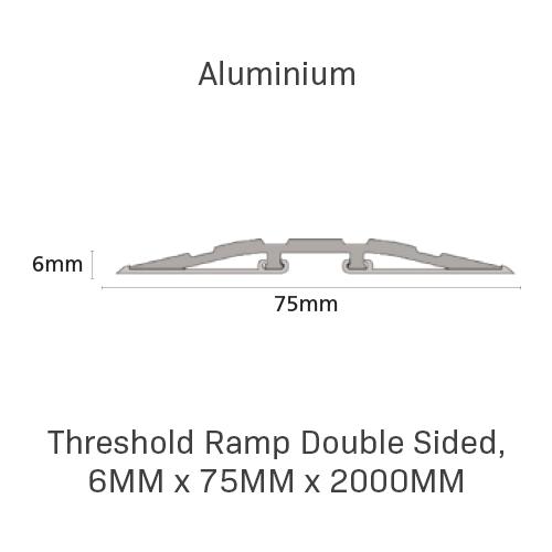 Threshold Ramp Double Sided, 6mm x 75mm x 2000mm, Aluminium