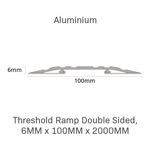 Threshold Ramp Double Sided, 6mm x 100mm x 2000mm, Aluminium