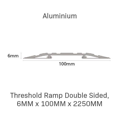 Threshold Ramp Double Sided, 6mm x 100mm x 2250mm, Aluminium