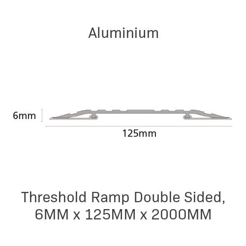 Threshold Ramp Double Sided, 6mm x 125mm x 2000mm, Aluminium
