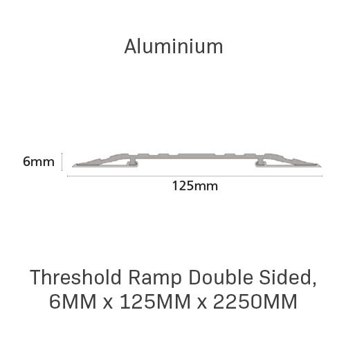 Threshold Ramp Double Sided, 6mm x 125mm x 2250mm, Aluminium