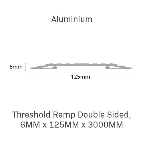 Threshold Ramp Double Sided, 6mm x 125mm x 3000mm, Aluminium