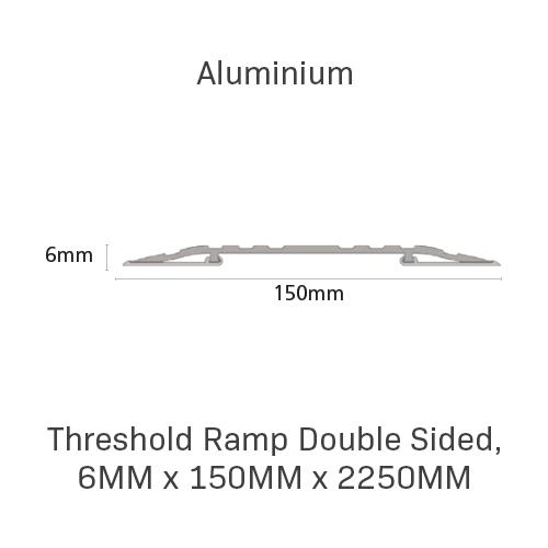 Threshold Ramp Double Sided, 6mm x 150mm x 2250mm, Aluminium