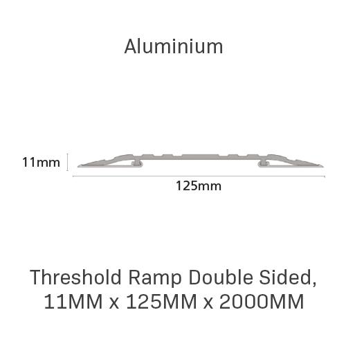 Threshold Ramp Double Sided, 11mm x 125mm x 2000mm, Aluminium