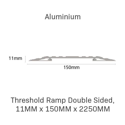 Threshold Ramp Double Sided, 11mm x 150mm x 2250mm, Aluminium
