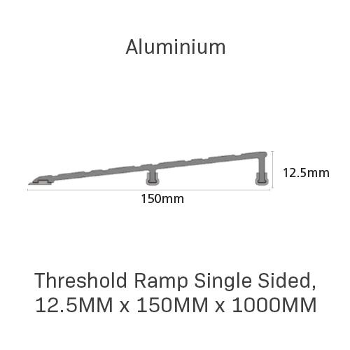 Threshold Ramp Single Sided, 12.5mm x 150mm x 1000mm, Aluminium