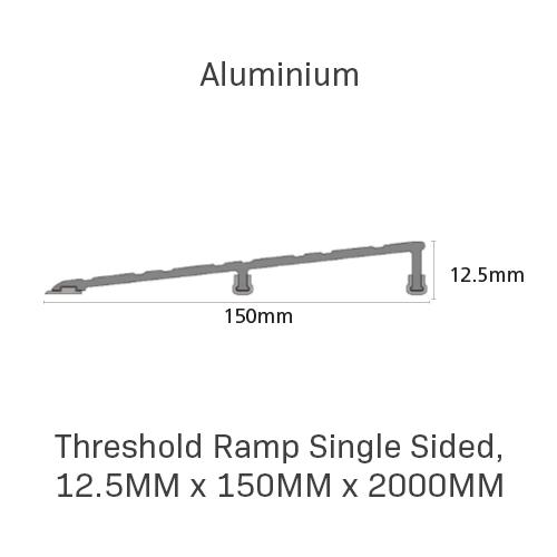 Threshold Ramp Single Sided, 12.5mm x 150mm x 2000mm, Aluminium
