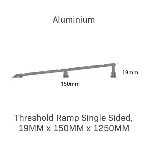Threshold Ramp Single Sided, 19mm x 150mm x 1250mm, Aluminium