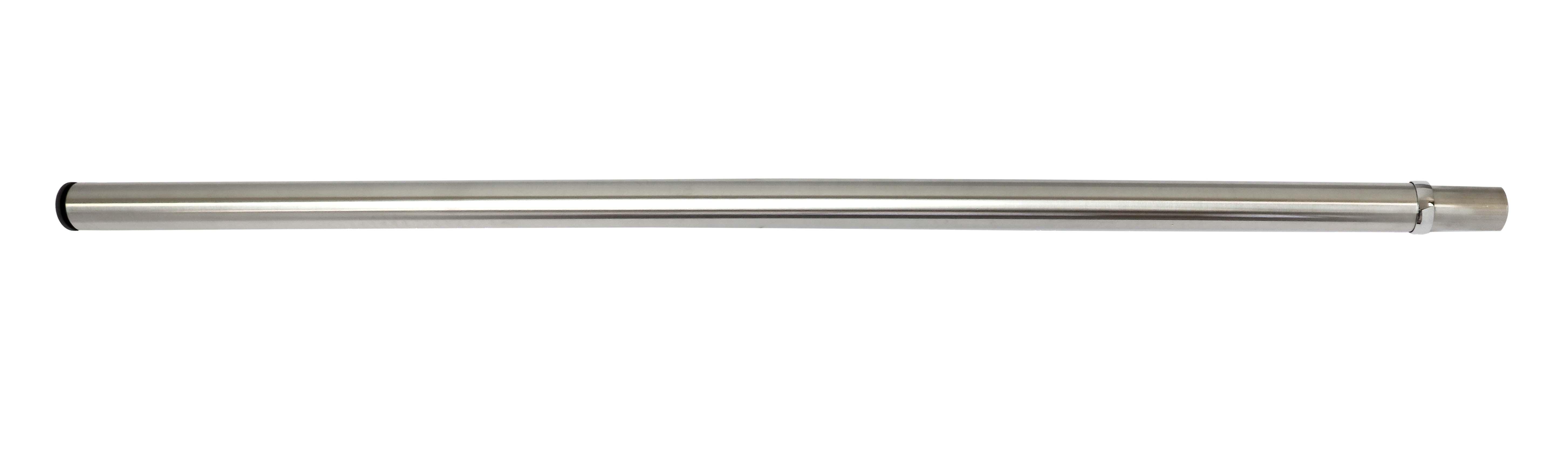 Tubing swaged one end with cover ring, 32mm x 1000mm, brushed stainless steel