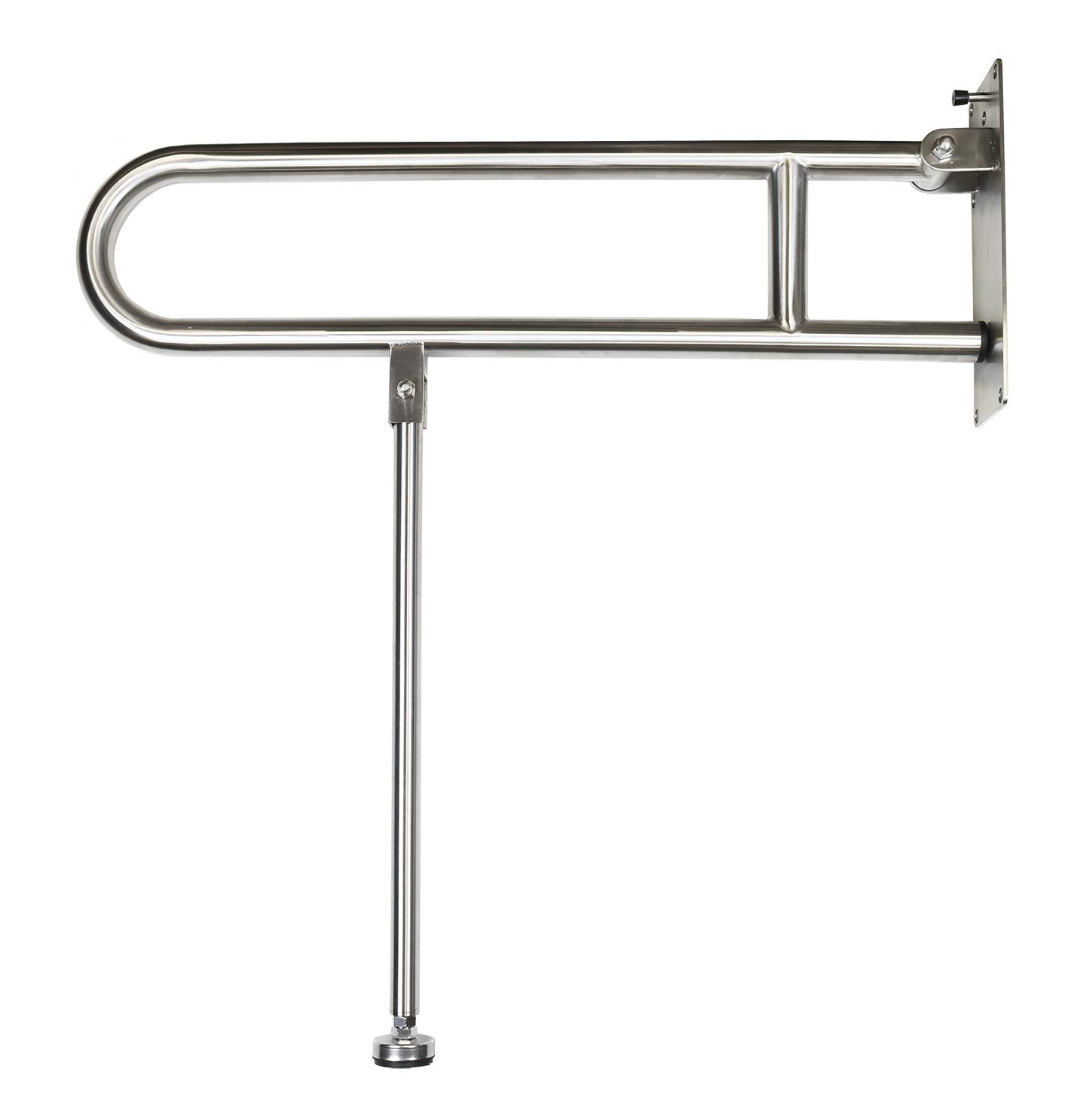 Drop down grab rail, Drop down Leg, 35mm diameter x 800mm, brushed stainless steel