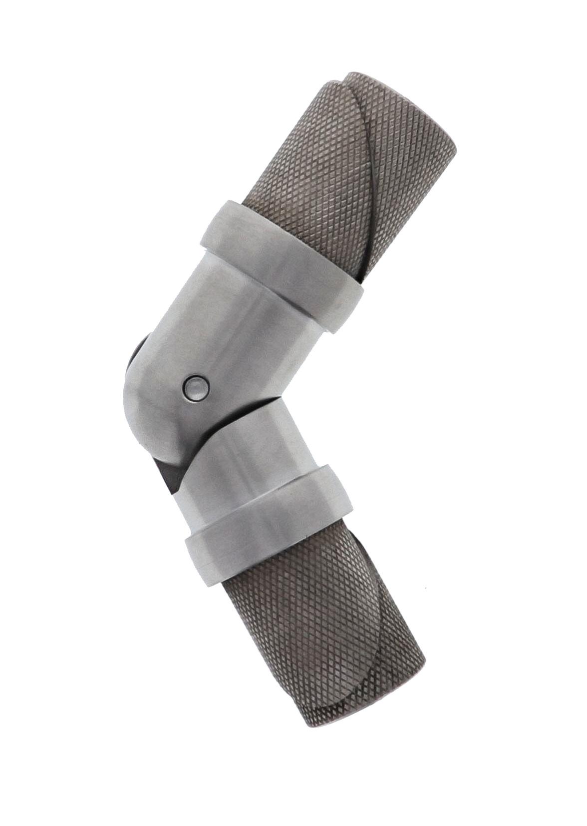 Adjustable knuckle joint with built in cover rings, 32mm, brushed stainless steel