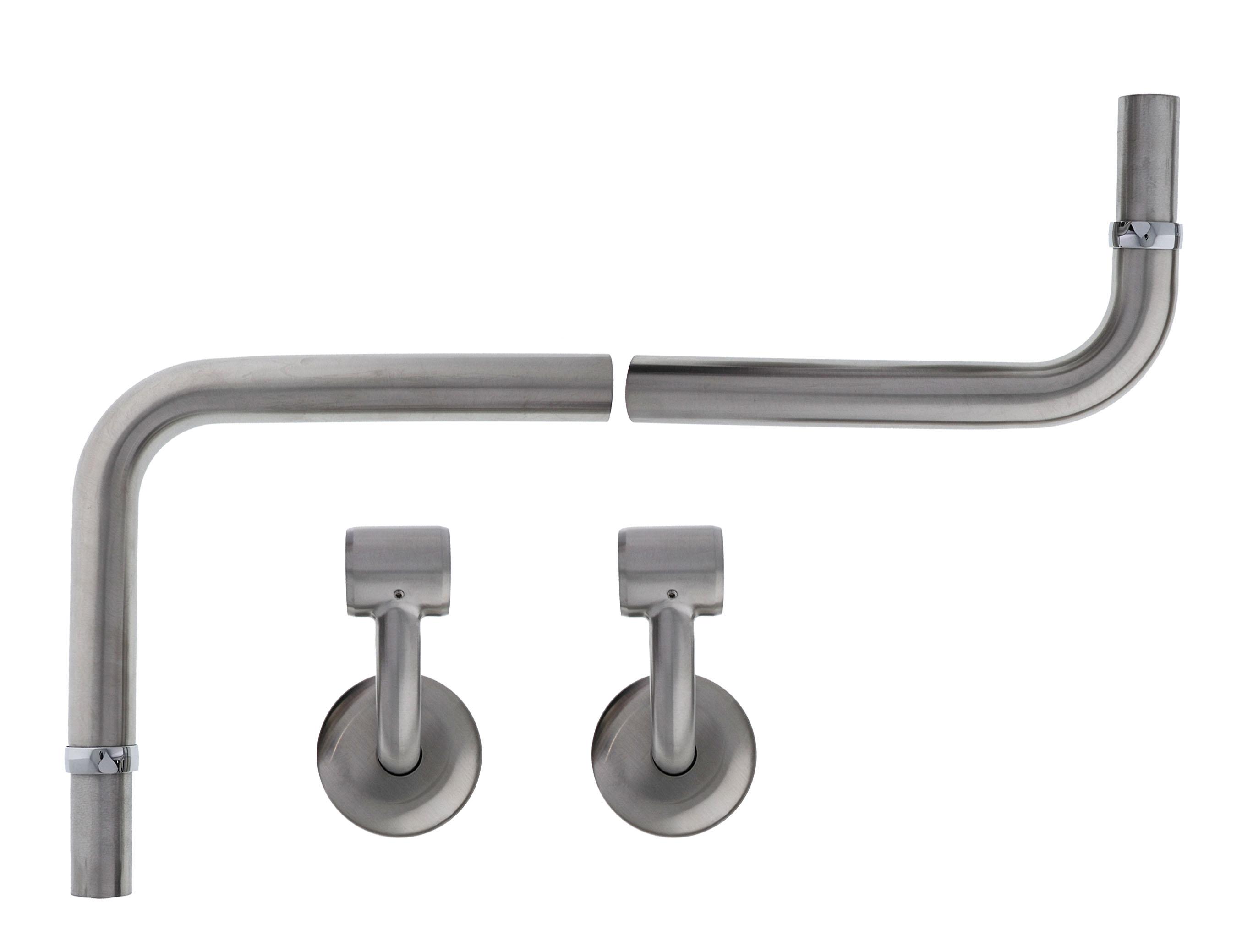 Ramp rail return complete set, 32mm, brushed stainless steel
