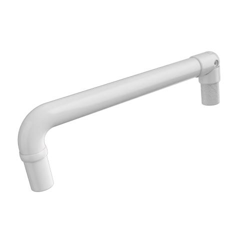 Ritefit Rail 38mm Modular System Elbow 90 degree for 38mm with 300mm lead in pivoting elbow end and dress ring White