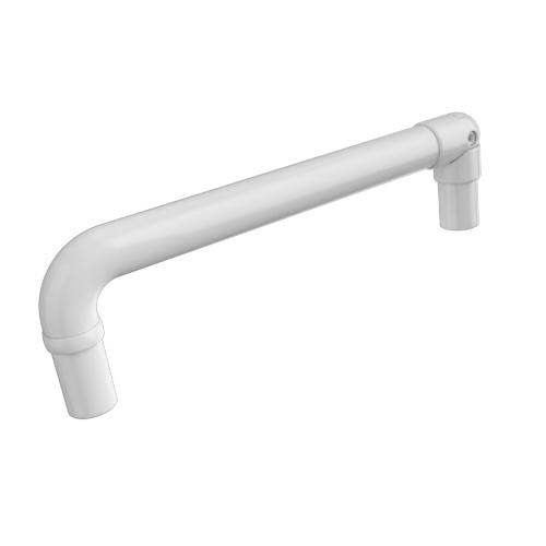 Ritefit Rail 38mm Modular System Elbow 90 degree for 38mm with 300mm lead in pivoting elbow end and dress ring White