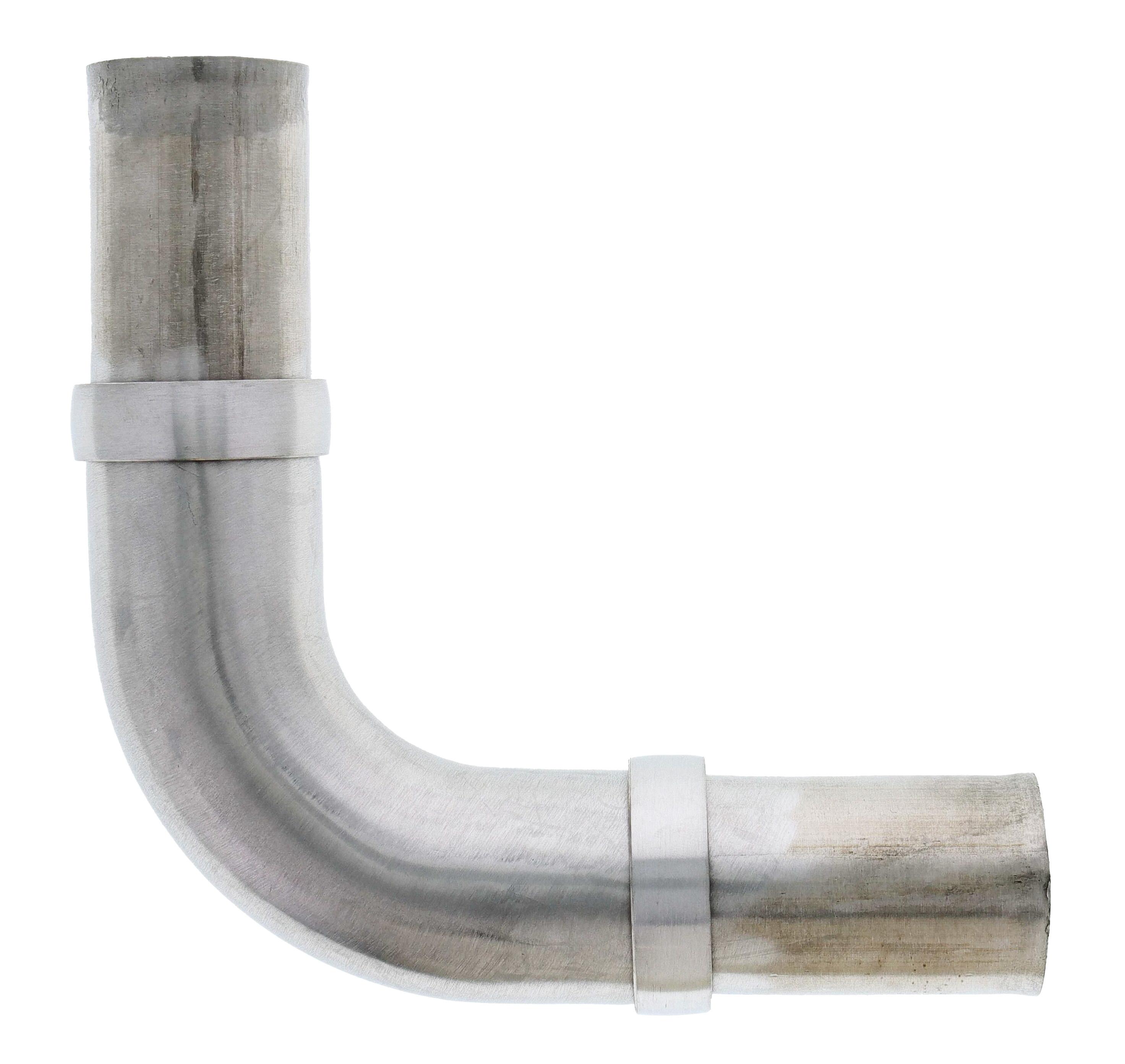 Ritefit Rail 38mm Modular System Elbow 90 degree with dress rings Brushed Stainless Steel