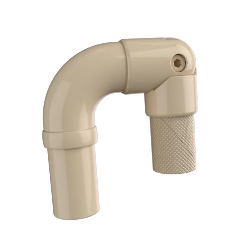 Ritefit Rail 38mm Modular System Bend 90 degree with pivoting elbow attached to create rail angle, split base model Almond Ivory