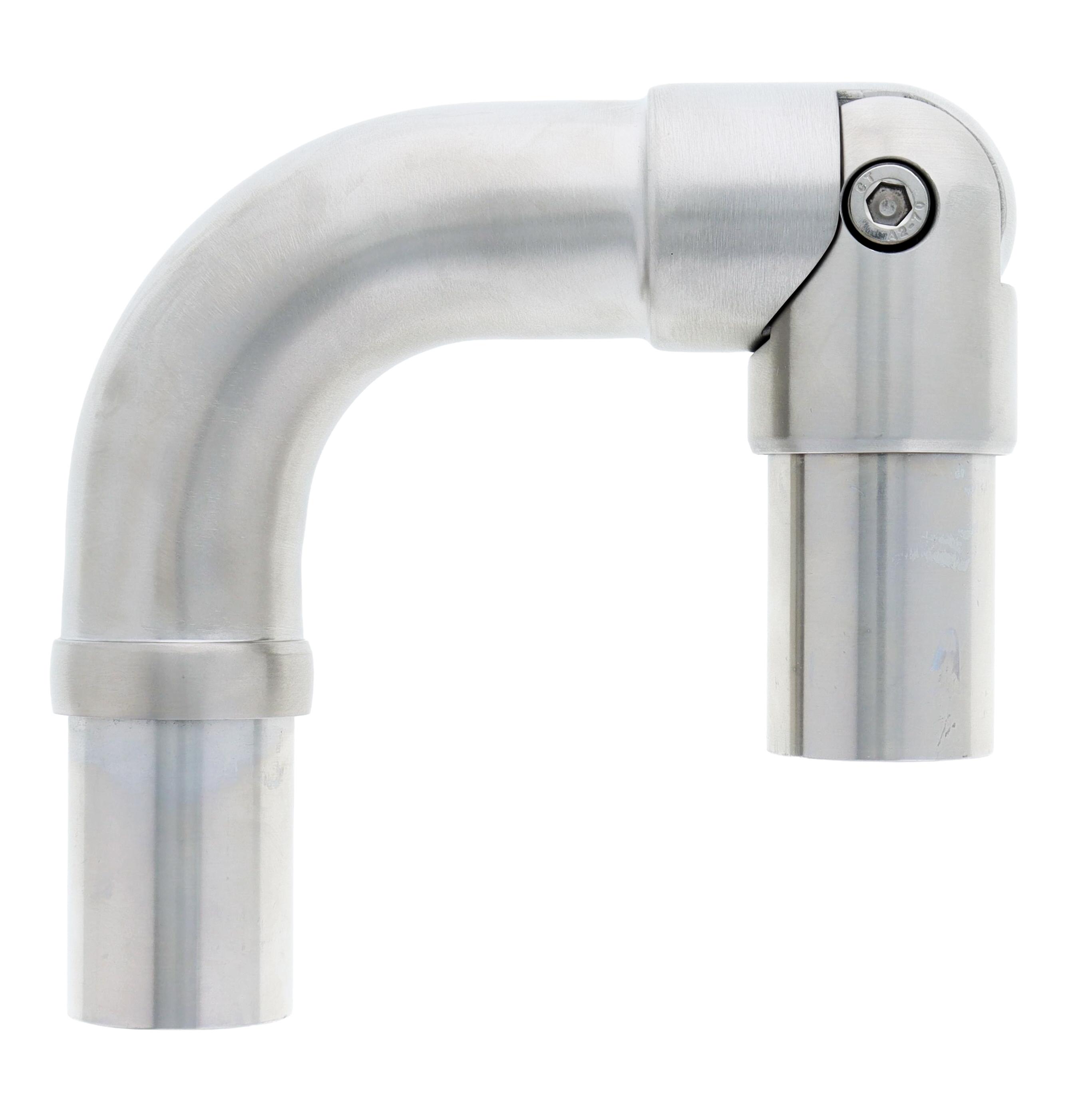 Ritefit Rail 38mm Modular System Bend 90 degree with pivoting elbow attached to create rail angles Brushed Stainless Steel