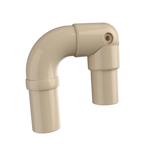 Ritefit Rail 38mm Modular System Bend 90 degree with pivoting elbow attached to create rail angles Almond Ivory