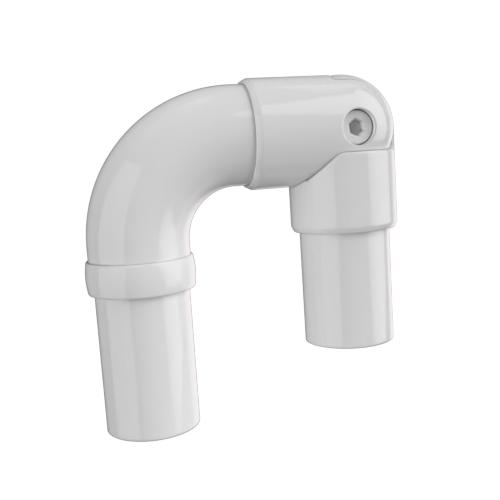 Ritefit Rail 38mm Modular System Bend 90 degree with pivoting elbow attached to create rail angles White