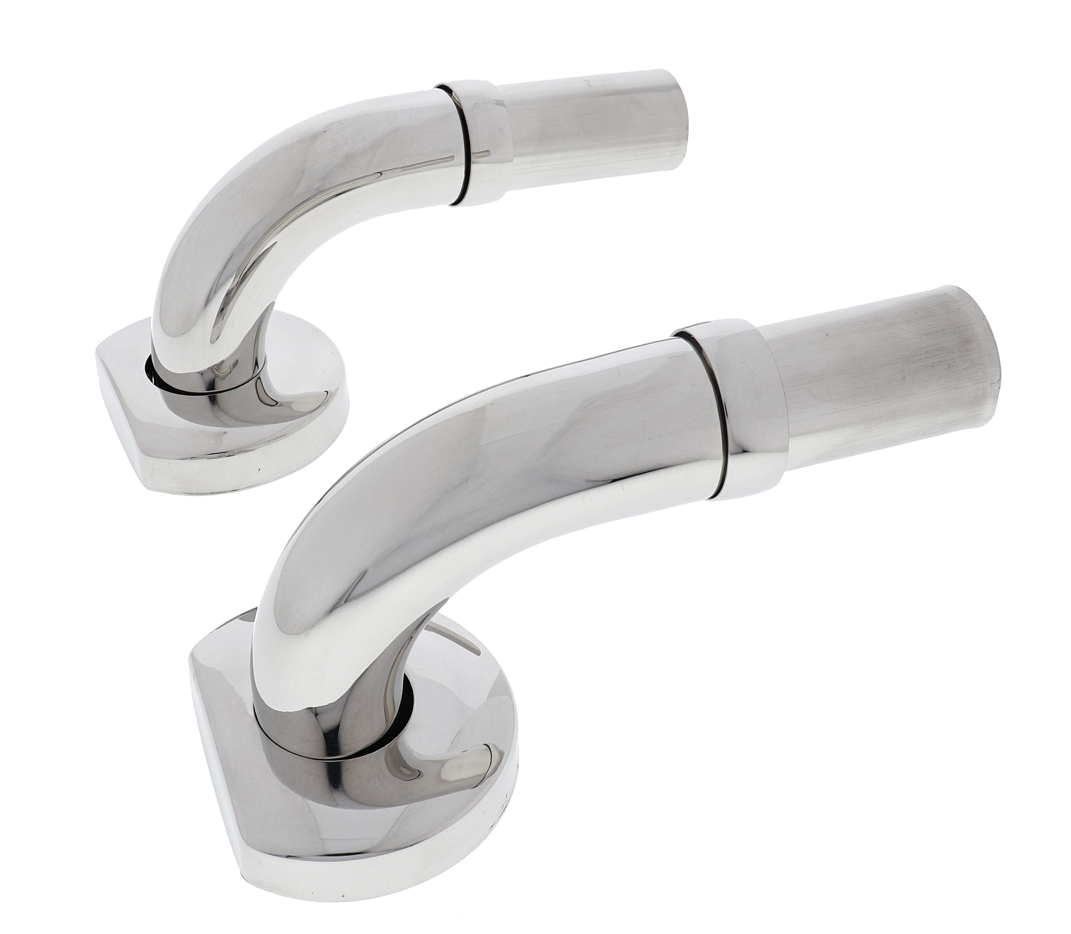 Modular Grab Rails Elbow pair, Squared elbow ends, Concealed Fixing Polished Stainless Steel