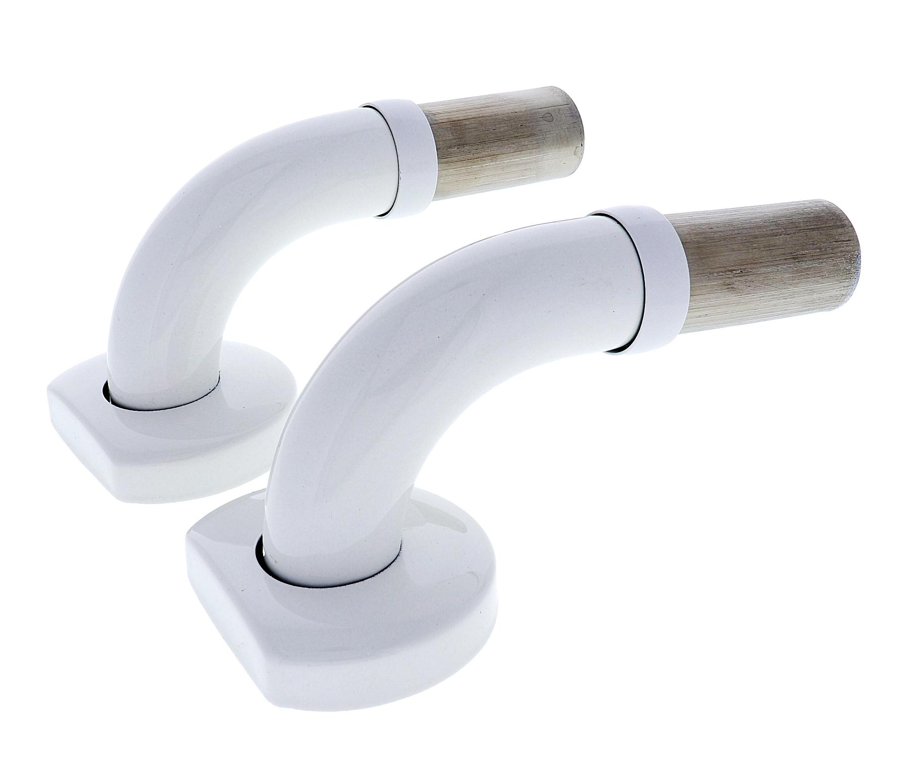 Modular Grab Rails Elbow pair, Squared elbow ends, Concealed Fixing White