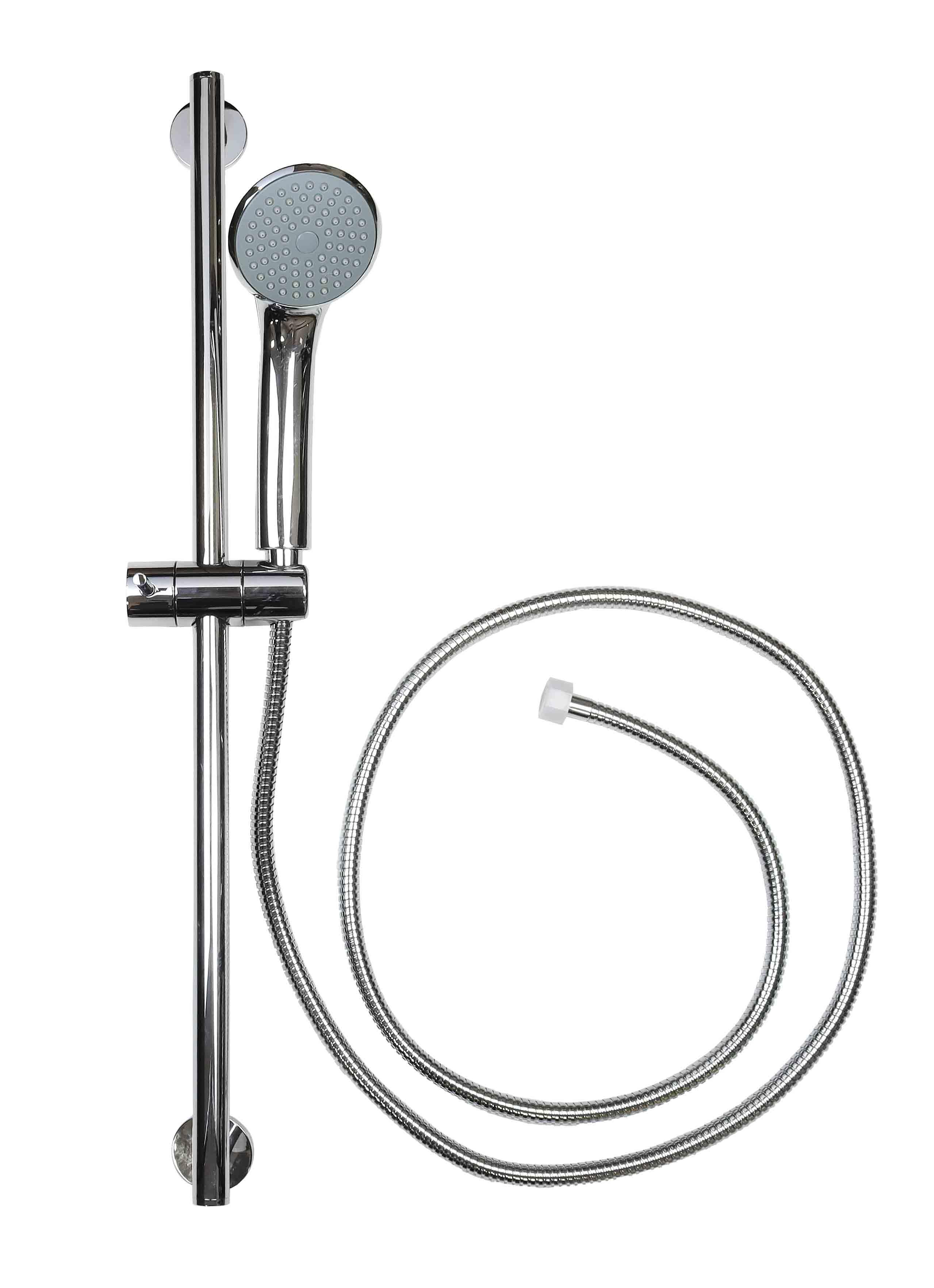 Hand Shower on Rail, 600mm non weight bearing, 1500mm Hose, Chrome Plate HS071 bent