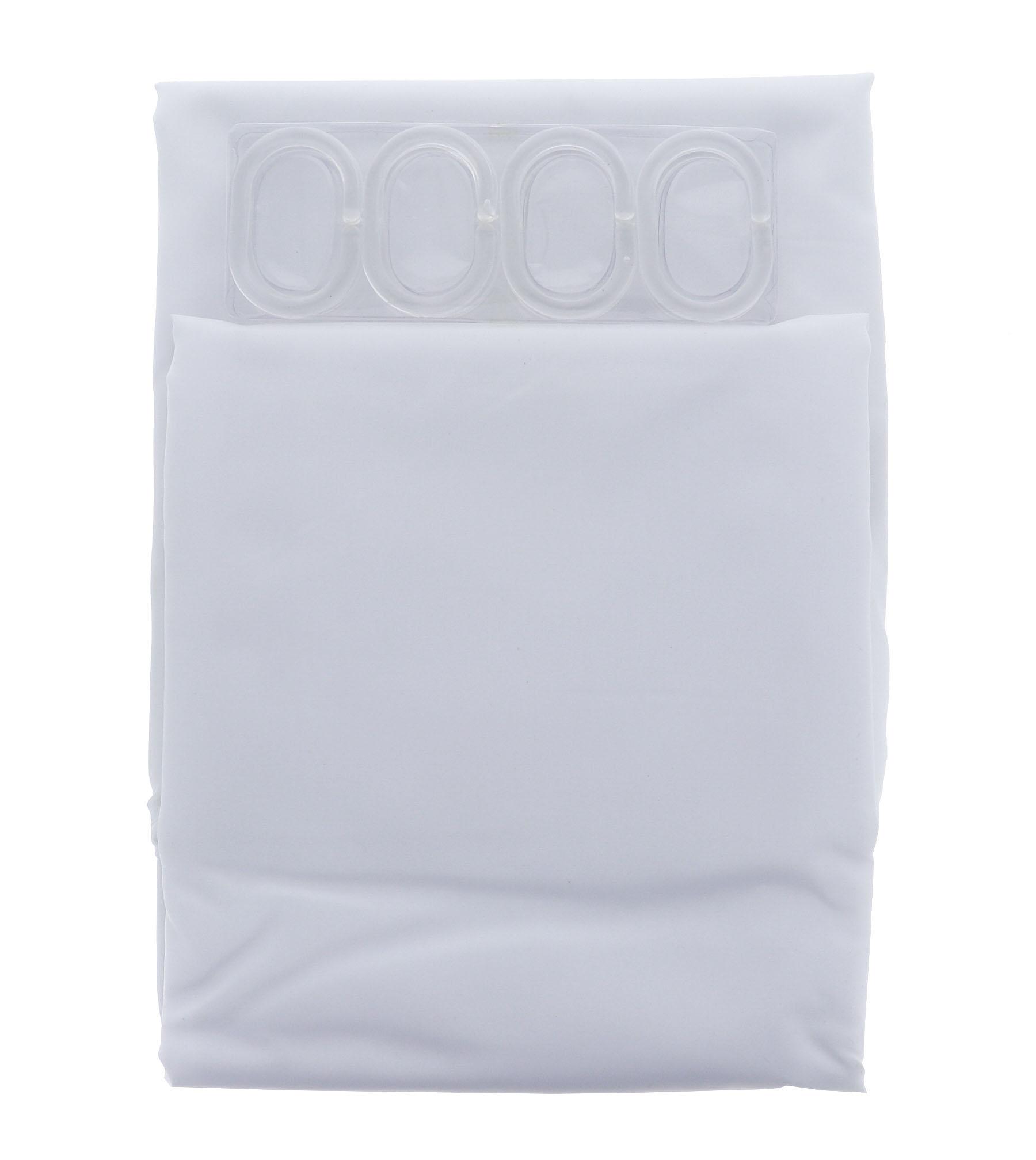 Shower Curtain, Drop 1800MM, Width 1800MM, Budget weighted polyester, White