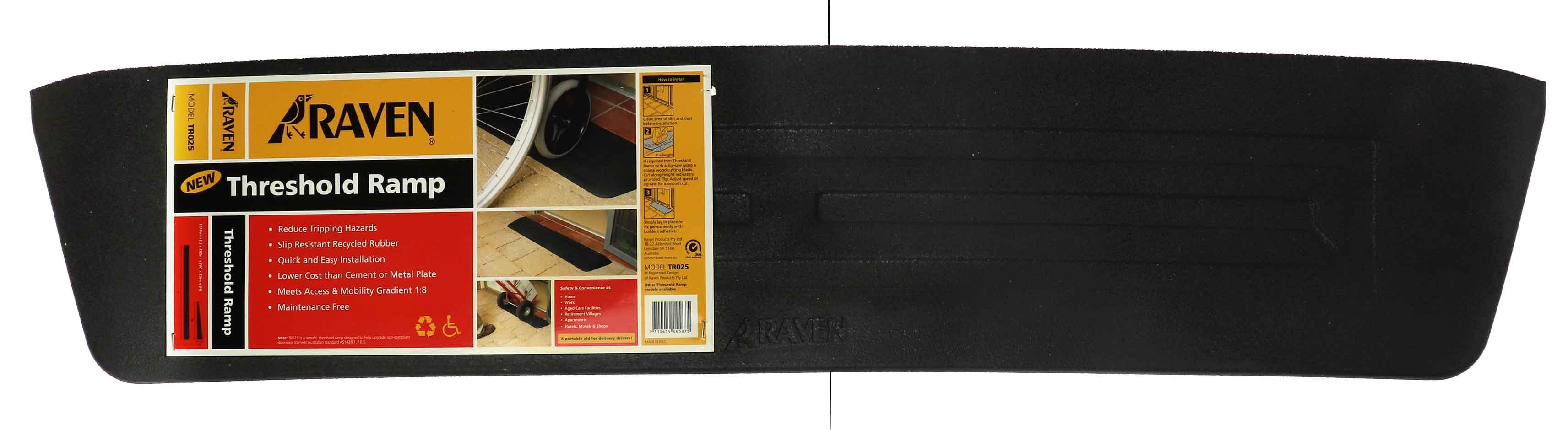 Threshold Ramp Single Sided, 25mm x 200mm x 1010mm, Black rubber 2 Per Pack
